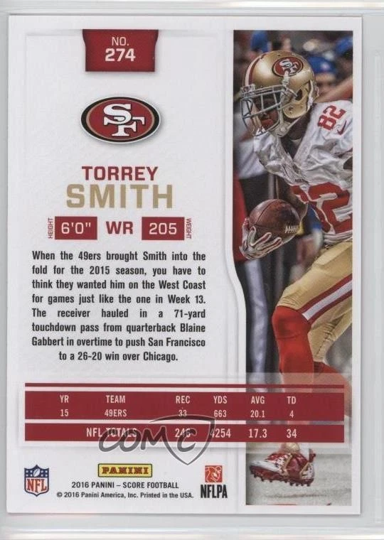 2016 Score First Down /10 Torrey Smith #274 - Image 2 of 2