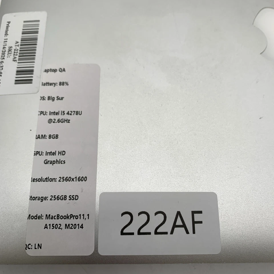 Apple Macbook Pro M2014 A1502 i5 4278U 2.6GHz 8GB Ram 256GB SSD Big Sur - Image 4 of 4