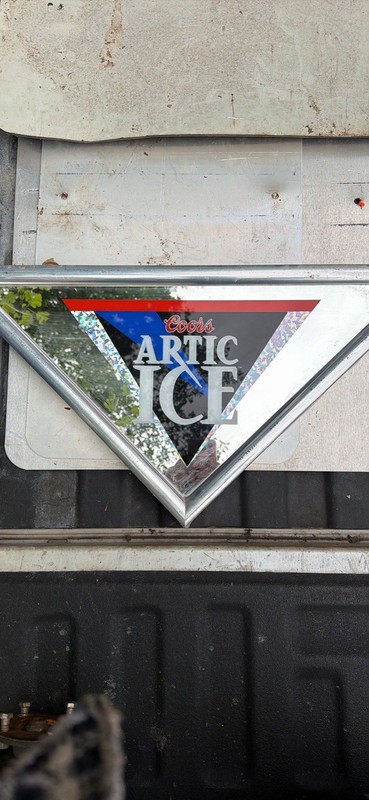Coors Artic Ice 1995 Vintage Beer Bar Mirror Triangle Sign 27.5" Long 14" Wide