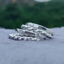Set of 4 Stackable Rings, Silver Rings, 925 Sterling Silver Rings, Stat All Size