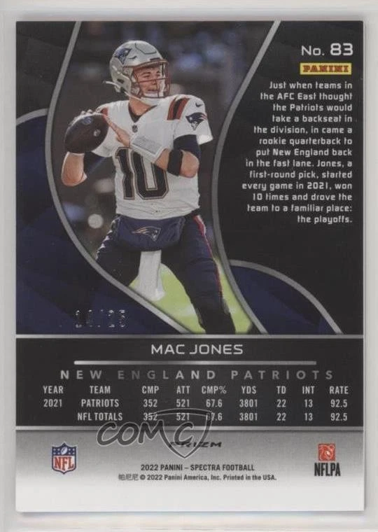 2022 Panini Spectra Meta Prizm /25 Mac Jones #83 - Image 2 of 2