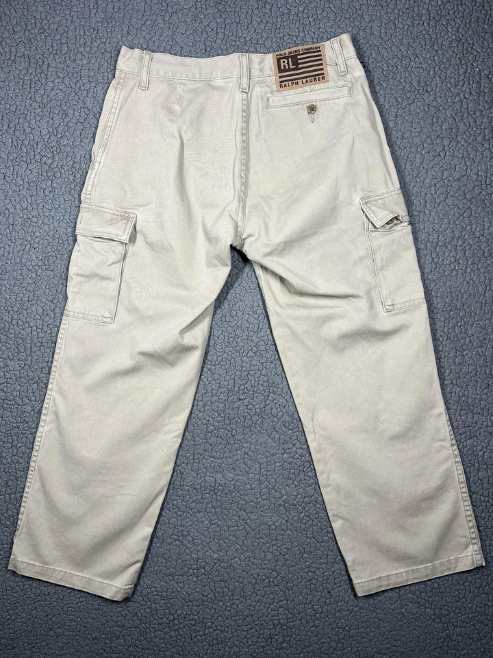Pantalones cargo Polo Jeans Co Ralph Lauren para mujer 4 caqui algodón sarga chino utilitario Foto 4 de 4