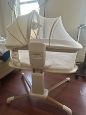 BabyBond Cuna Mecedora Bebé con Malla Transpirable y Mosquitera, Beige