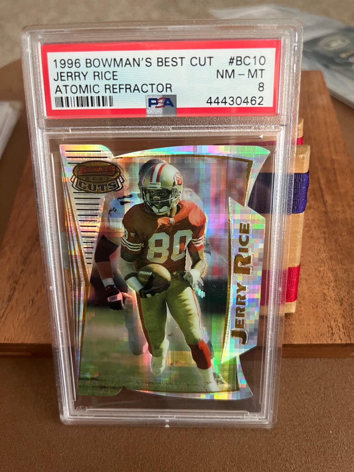 1996 bowmans best cut jerry rice atomic refractor #bc10 PSA 8