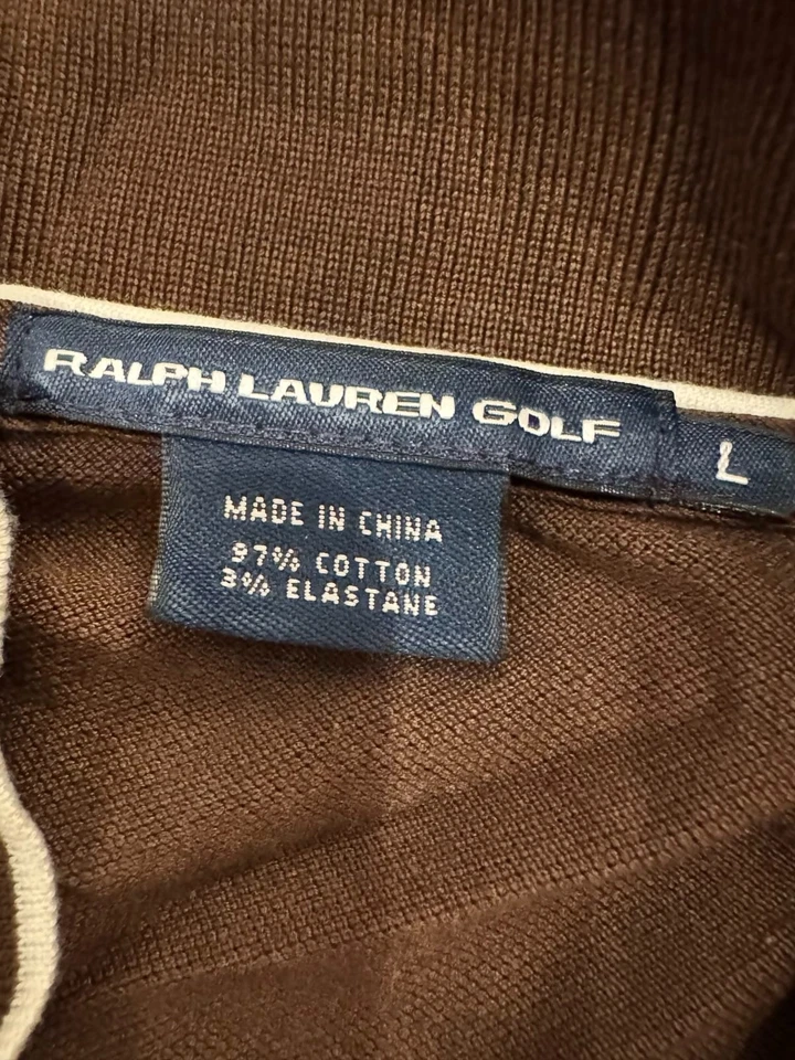 Camisa polo vintage Ralph Lauren de golf marrón envolvente para mujer L elástica ribete en contraste Foto 2 de 3