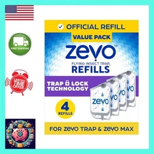 Zevo Flying Insect Trap Refill Cartridges -Easy to Use (4 Refill Cartridges)