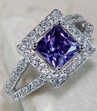 2CT Amethyst  Topaz 925 Solid Genuine Sterling Silver Ring Jewelry Sz 7