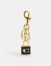 NWT Coach Gold Black Lock Bag Charm CEF95 Keychain NEW