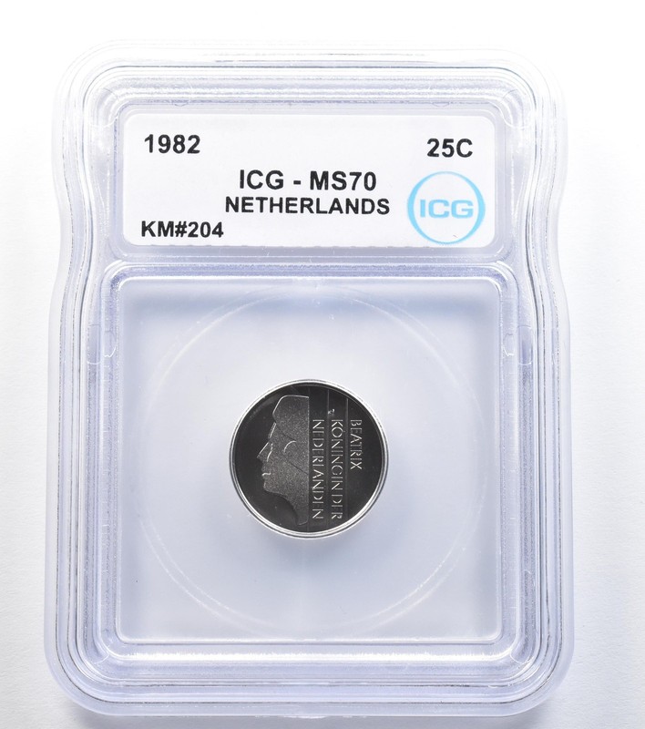 1982 Netherlands 25 Cents KM#204 MS70 ICG a7949