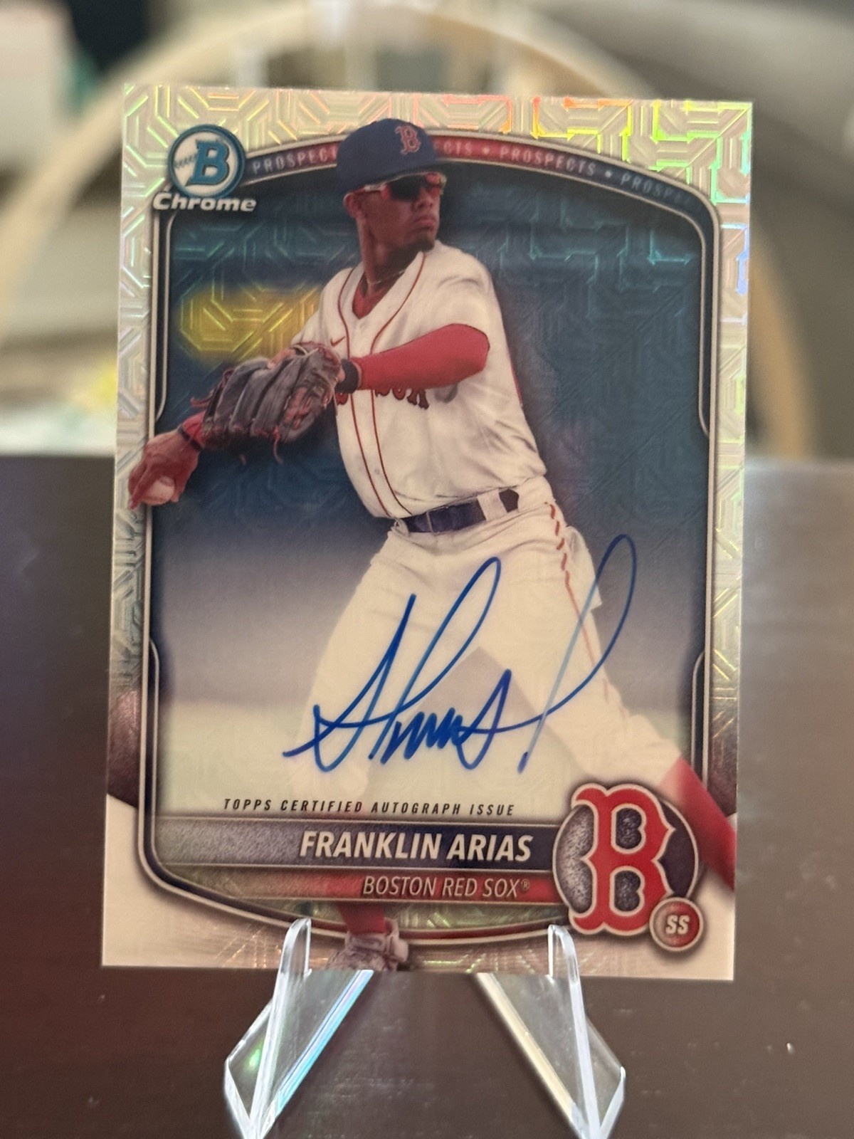 2025 Bowman Chrome Prospects Franklin Arias Mojo Refractor Auto On Card Red Sox 
