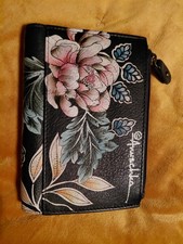 Anuschka tri fold wallet with floral print