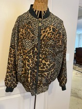 Vintage Silk Leopard Print Bomber Jacket by FUDA International sz M