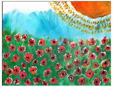 NATURE WHIMSICAL 16X20 Pink Flower Field Fine Wall Art Home Interior Decoration