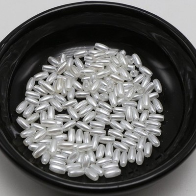 1000 Pure White Plastic Faux Pearl Tiny Rice Oval Beads 3X6mm Imitation Pearl