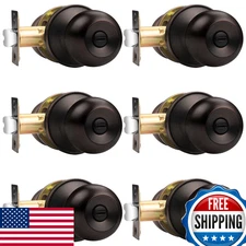 Probrico Ball Privacy Door Knobs Bed/Bath Keyless Locksets, Oil Rubbed Bronze, 6