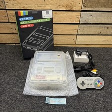 Super Nintendo SNES PAL Console Transparent Shell Full Setup Tested Working