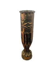 WW1 Trench Art Vase &ndash; 75mm Shell Case &ndash; Handcrafted &ndash; Scalloped Rim &ndash; Rare
