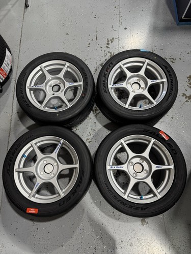 4 pcs Kosei K1 Silver 15x7 4x100 +38 with 225/45/15 tires mounted and balanced - Picture 1 of 16