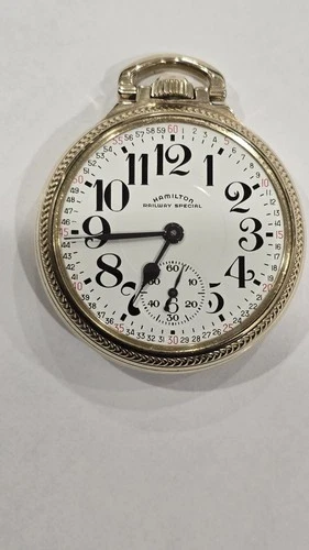 1965 Hamilton 992B 21j 10K Gold Plated Antique Pocket Watch, Running Well.