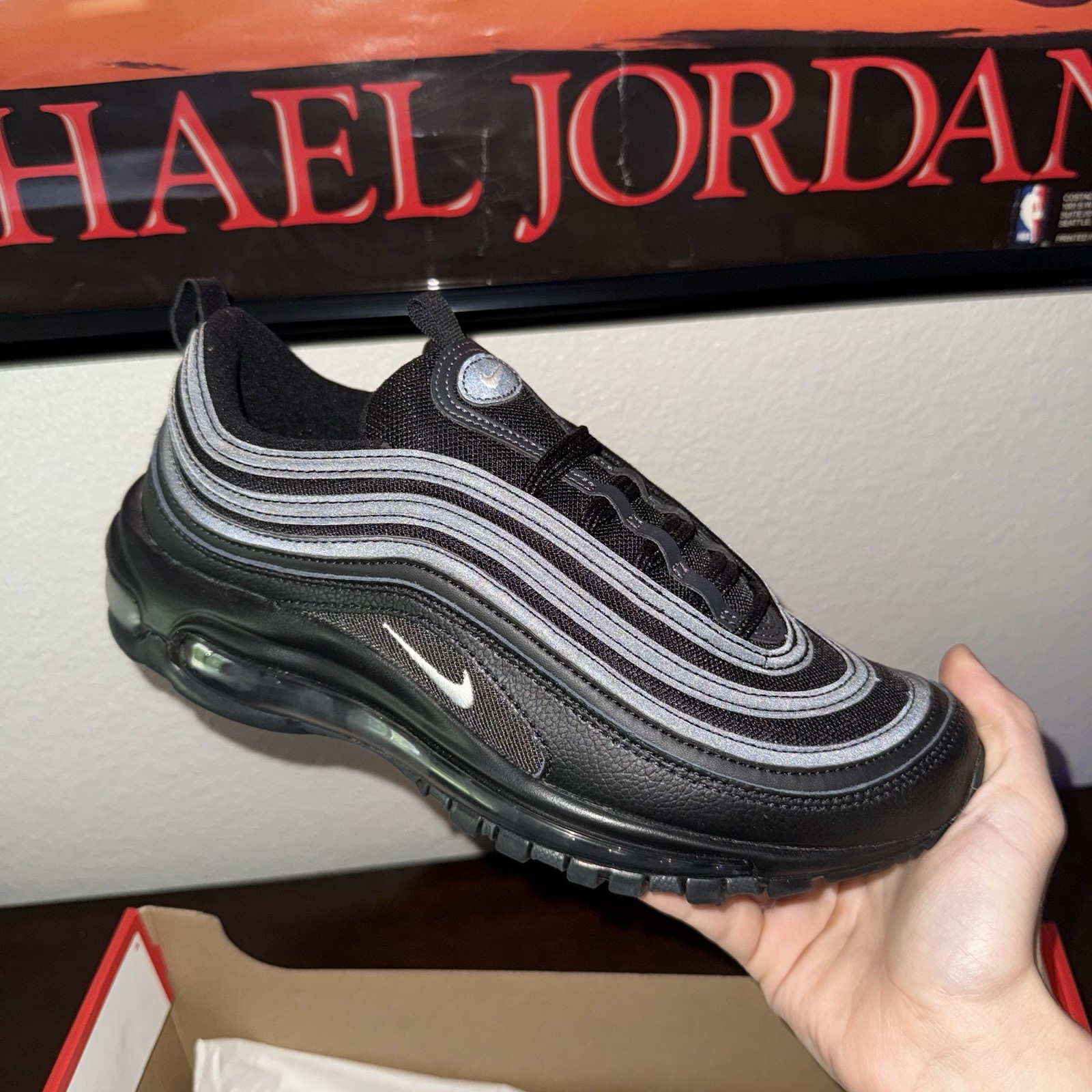 Nike Air Max 97 Triple Black White Mens Size 7 Womens 8.5 921826-015