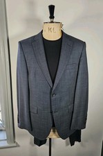Hugo Boss 2 Peice Suit UK 40R Grey Woven DRAGO Wool Tailored - Trousers 34x29
