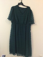 Shein Curve green sheer short sleeve elastic waist knee legnth dress 3XL