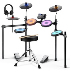 Donner DED-70L Electric Drum Set illuminated Mesh Drum Pad With Throne Headphone