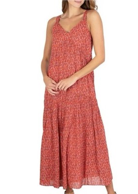 Joie New Limited Edition V-Neck Ladies Maxi Tiered Skirt Red Dress XXL
