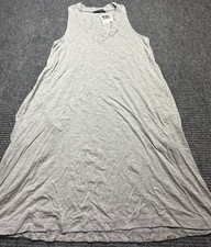 Survival Dress Womens Small Gray Sleeveless Tank Maxi Pockets Made in USA Rayon