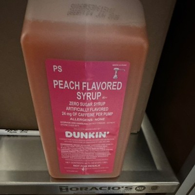 Dunkin' Peach Zero Sugar Syrup & Water Flavor Enhancer 64 fl oz