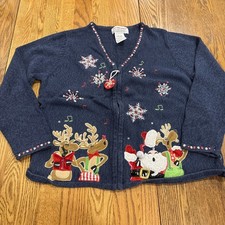 Vintage Tiara International Christmas Collection Sweater Sz XL Santa  Reindeer