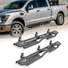 Fits For 2004-2025 Titan & 2016-2025 XD Crew Cab Running Boards 3-Raised Steps 