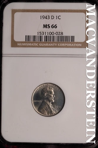 1943-D Lincoln Wheat Cent - NGC MS 66 - Scarce  No Reserve  #SLK416