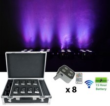 Rockville MINI RF4 CHARGE PACKAGE 8 Battery DJ Lights Case Remotes Wireless DMX