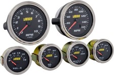 Jegs 6-gauge Set Black Analog Face 3 38 In. Dia. Speedometer Tachometer Jegs 6-gauge Set Black Analog Face 3 38 In. Dia. Speedometer Tachometer