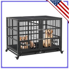 42" Heavy Duty Metal Dog Crate Large Indoor Kennel Cage for Small to Large Dogs