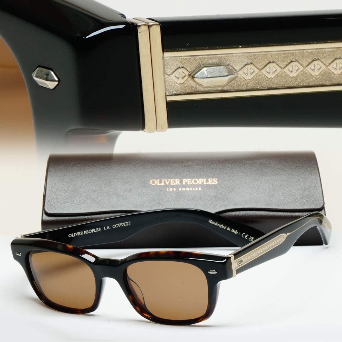 Oliver Peoples Sunglasses Latimore Black Brown Gold Thick Acetate