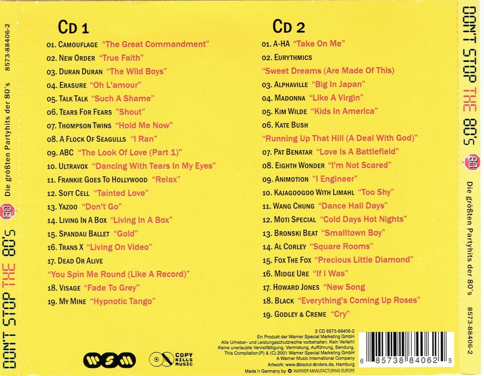 (2CD's) Don't Stop The 80's - Alphaville, Talk Talk, Erasure, Moti Special, ABC - Bild 2 von 2