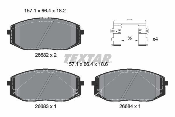 NEU - Textar 2668201 Bremsbelagsatz, Scheibenbremse FüR Hyundai-image