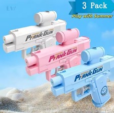 Pack Of 3 Fun Prank Water Gun Backwards Two-Way Water Gun Pink, Blue, White