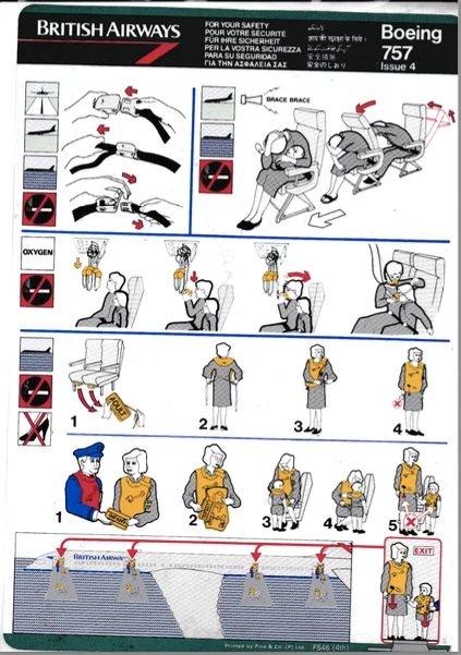 Safety card British Airways Boeing 757 Issue 4 - Photo 1/1