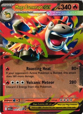 Pokémon TCG Mega Camerupt ex 022/132 Mega Evolution Holo NM