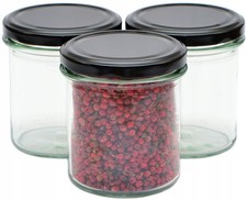 72x Glas Konservengläser 350ml mit schwarzem Deckel, Marmelade, Honig, Fleisch