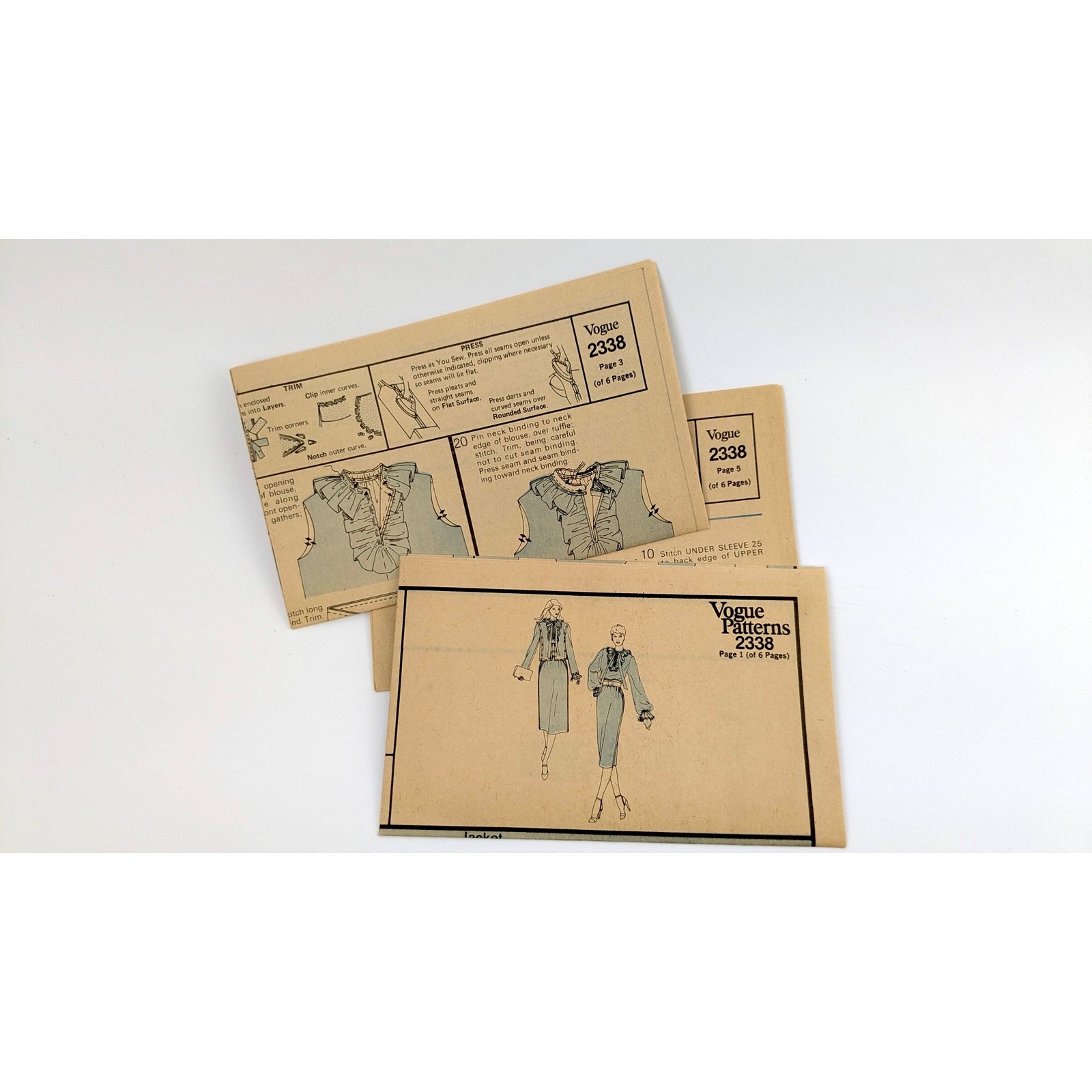 SAINT LAURENT Giacca donna anni 80 YSL gonna blusa arricciata modello cucito taglia UC 10 Vogue 2338