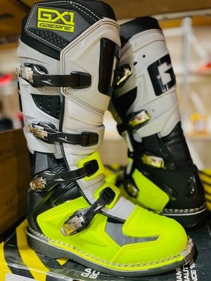 GAERNE GX1 Black/Grey/FLOYellow MX Boots Size: Men's 9