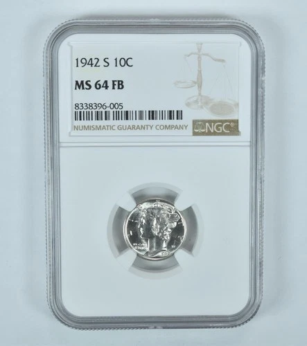 1942-S Mercury Dime MS64 FB NGC Brown Label