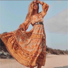 Spell & The Gypsy Collective XS Seashell Floral Long Sleeve Maxi Dress