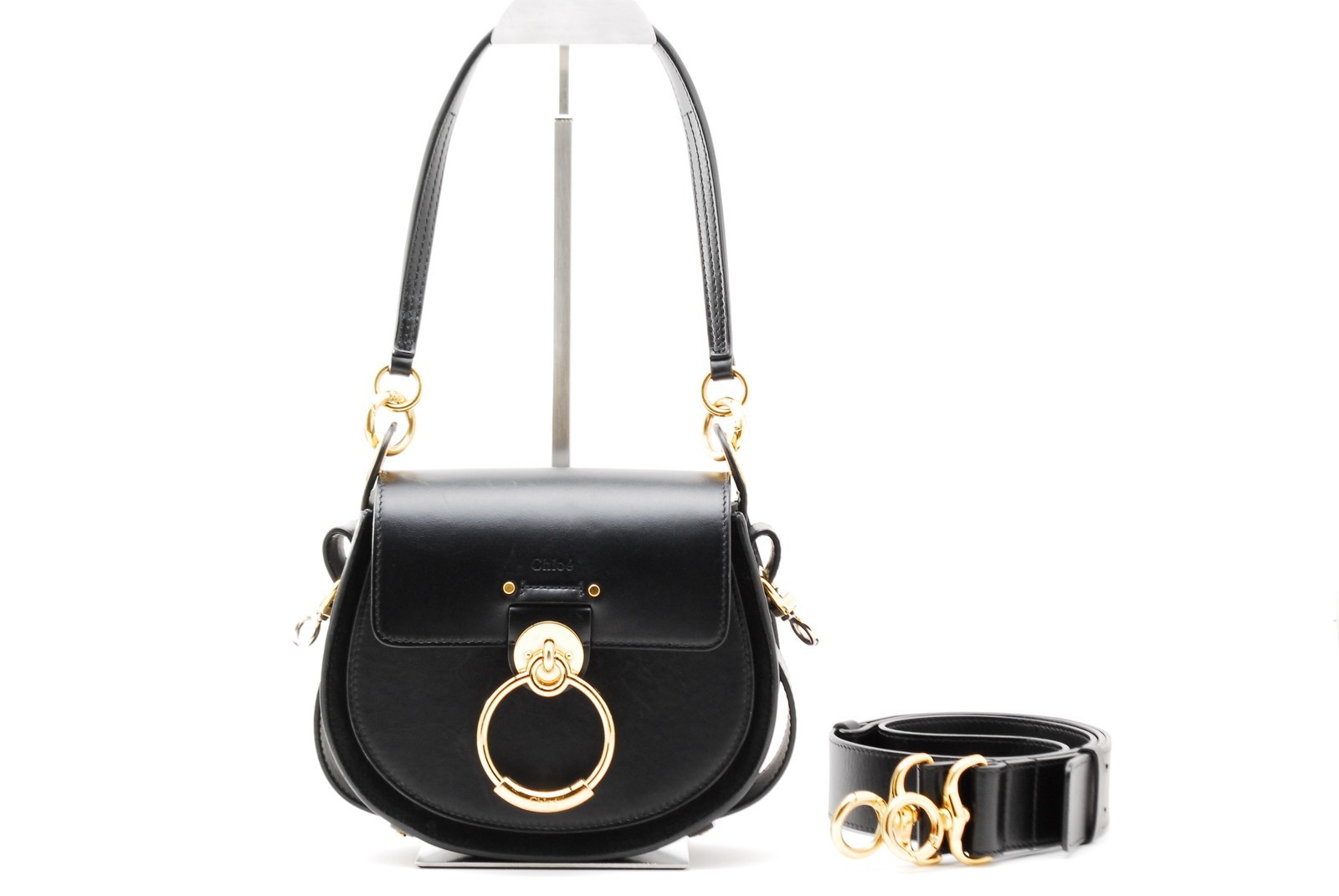 Chloe Tess Shoulder Bag Leather Black Small