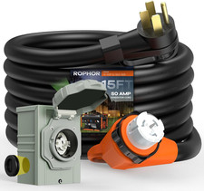 50 Amp Generator Cord and Pre-Drilled Power Inlet Box, 15FT Heavy Duty NEMA 14-5