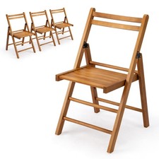 4 Pack Wood Folding Chairs with Comfortable Curved Backs, Portable and Durable